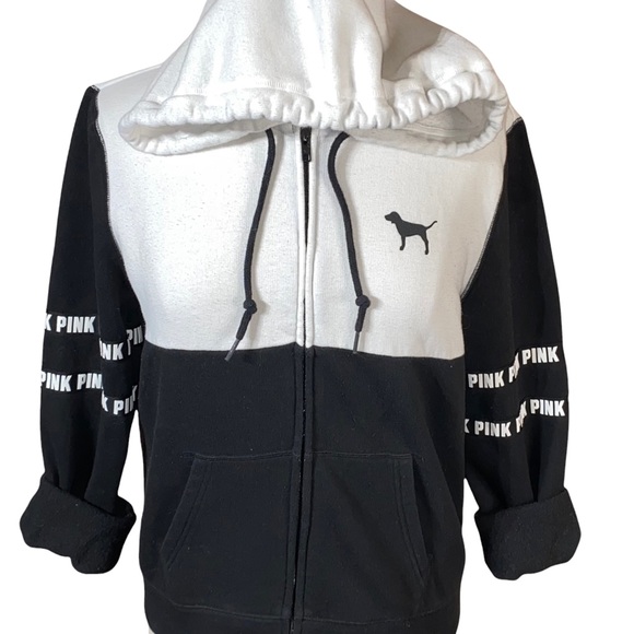 PINK Victoria's Secret Black and White Hoodie - Picture 4 of 11